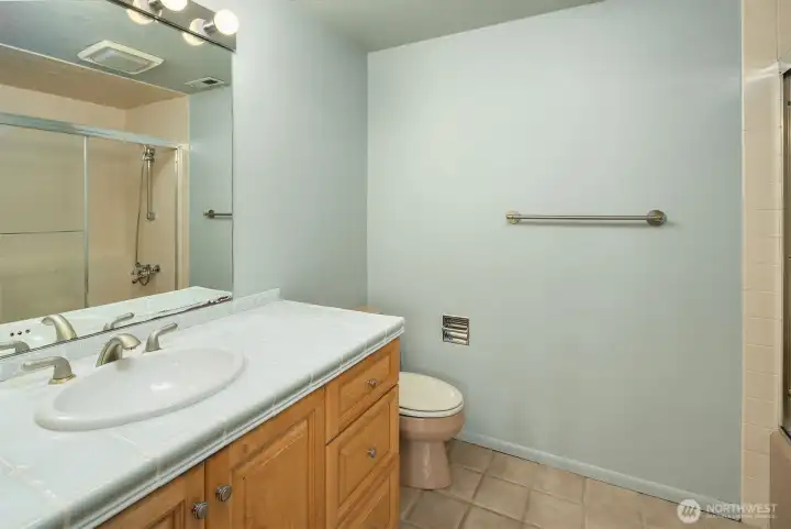 One of two lower bathrooms