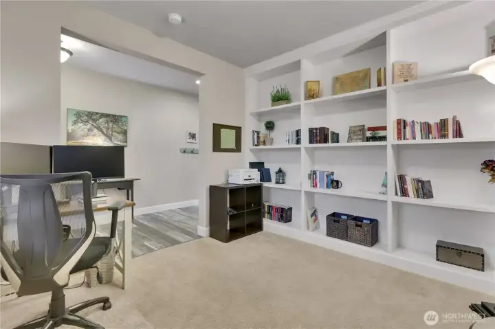 Office/Den with custom built in shelving