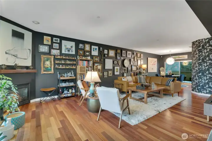 Seamless flow between living and dining areas.