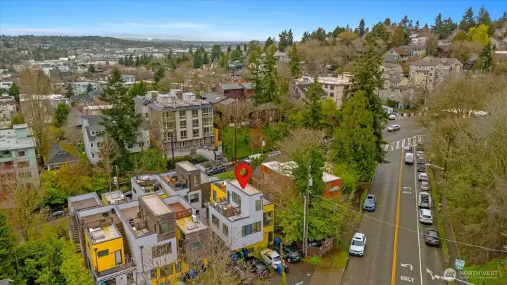 Note the available street parking.