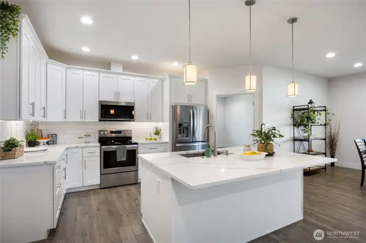 Large quartz kitchen island