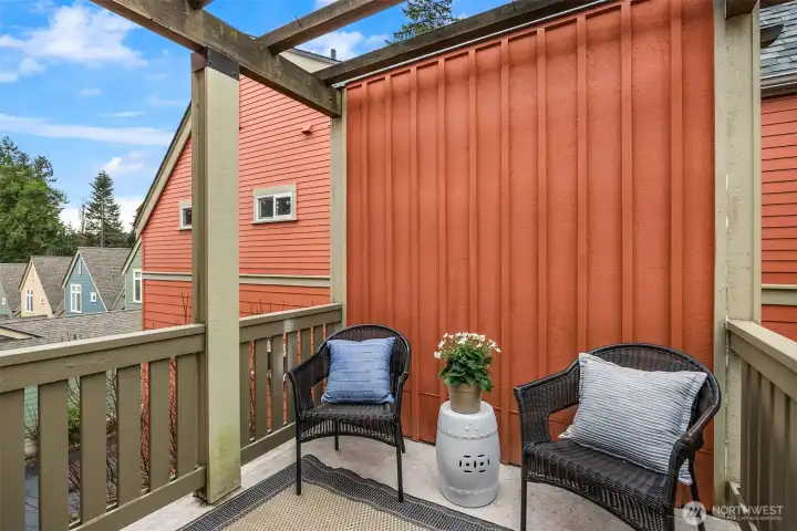 Enjoy a 7' x 7' balcony with room for relaxed seating and your own container garden.