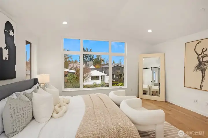 Spacious and bright primary suite