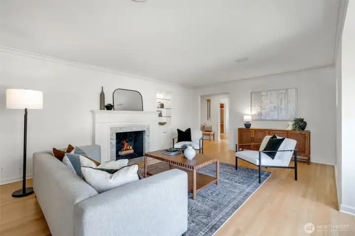 Wood burning fireplace