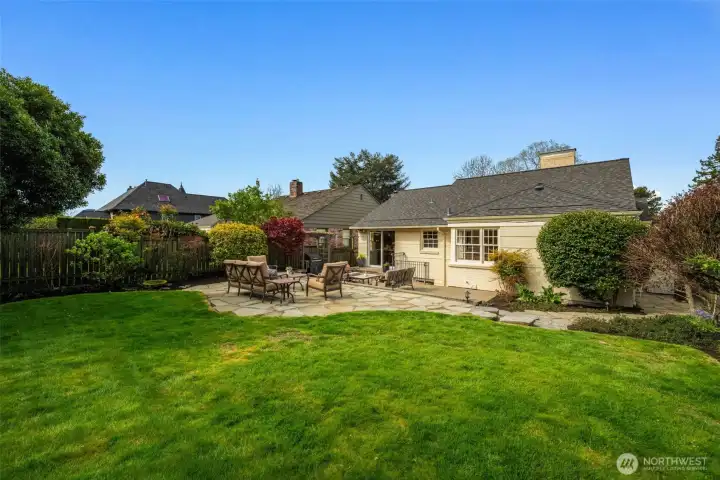 Flat backyard with lots of room to play