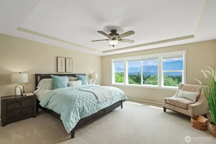 Primary Bedroom with Cascade and Mt. Si views