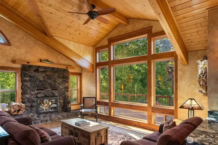 Wood burning fireplace with built-in vents