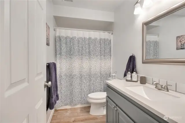 3rd bathroom with quartz counters, new vanity w/ undermount sink, vinyl plank floors, new fixtures & more
