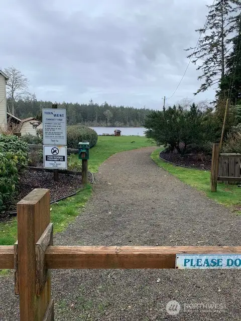 Entrance to the community park on Lake Loomis, just a short distance from the house.