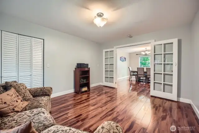 Bedroom on main floor with french doors