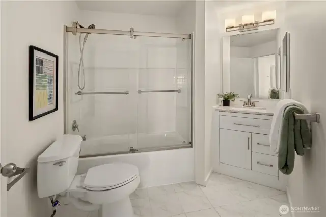 Newly updated guest bathroom downstairs.