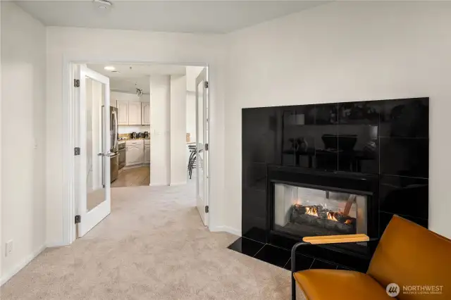 4th bedroom provides closet space and dual sided gas fireplace.