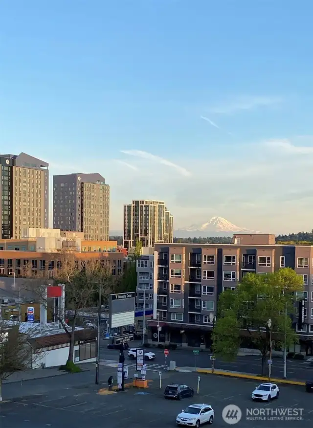 View from the balcony of beautiful Mt. Ranier.