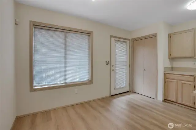 Good size pantry closet for extra storage space.