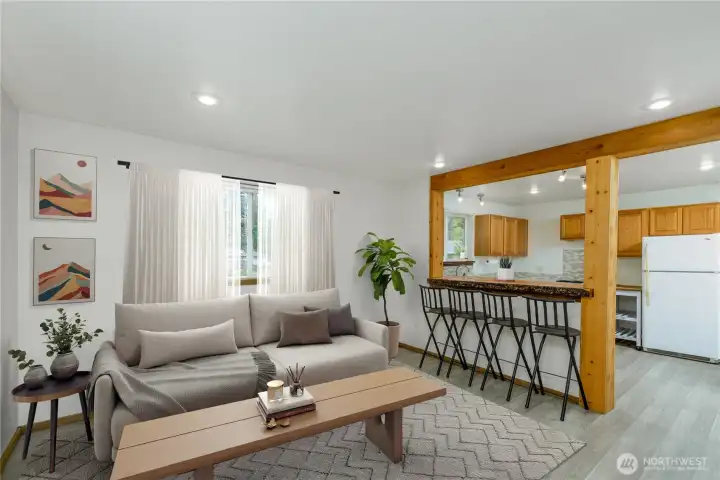 Virtually Staged: look at the options for this space, modern, minimal, simple.