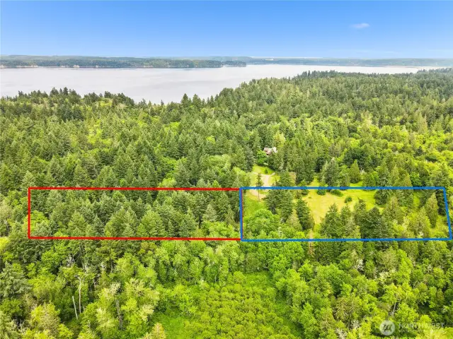 PUGET SOUND IN BACKGROUND (Tolmie State Park) - LOT 1 in Red + LOT 2 in Blue