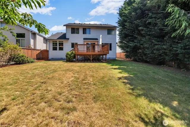 Back yard is fully fenced. This home sits on a generous 10,344 square foot lot.  Something you won't find in new construction.