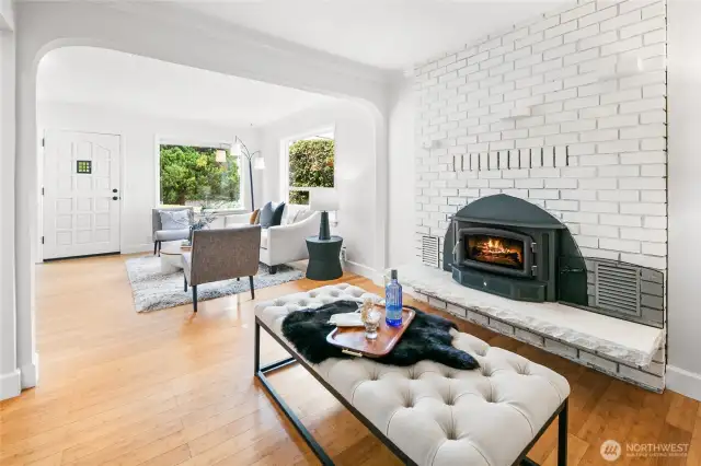 Inviting living room centered around a cozy gas fireplace—perfect for relaxing or entertaining.