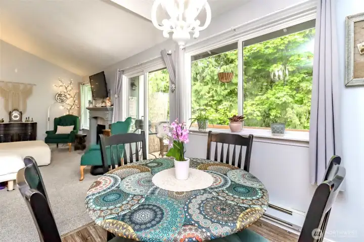 Dining area with a view of nature