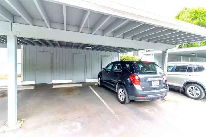 Carport parking spot, storage is located at the front for your convenience