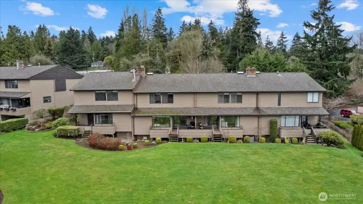 View of the condo building from the back.
