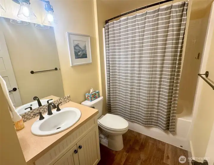 Hall bath for upper floor guest room