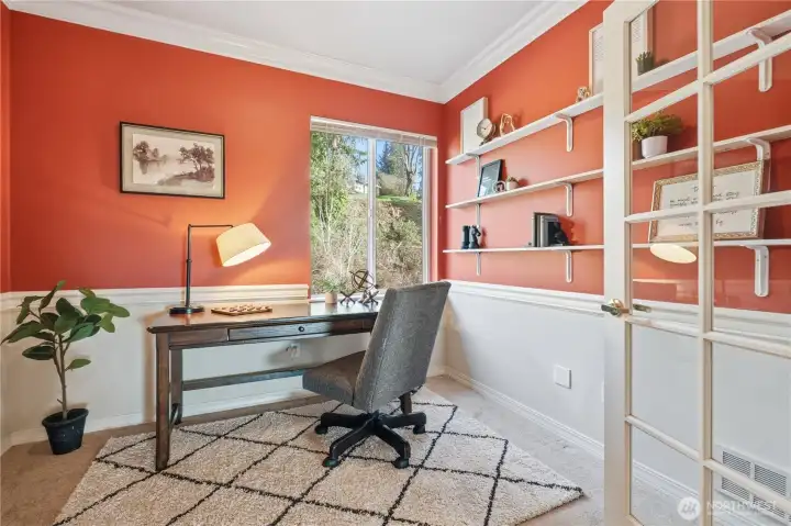 French-door den ideal for a home office or flexible living space French-door den ideal for a home office or flexible living space