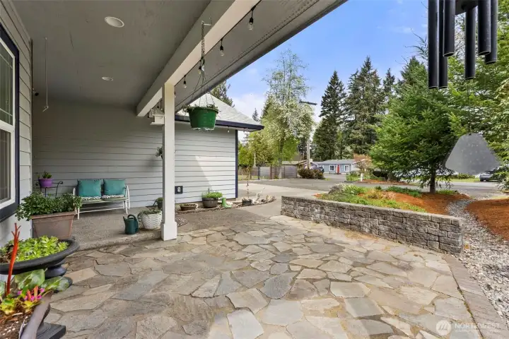 Covered Front Flagstone Patio - perfect to sit outside