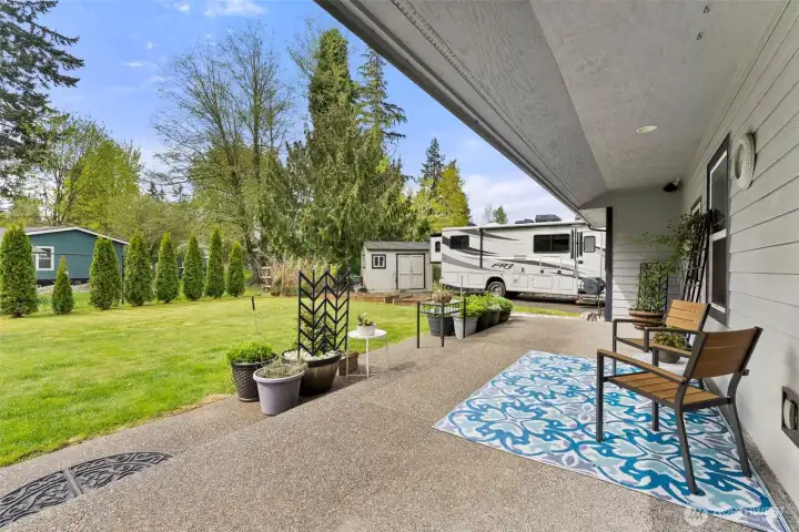 Large backyard off the patio