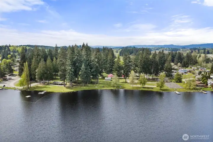Scott lake features a picnic area and roped off swimming area for residents.