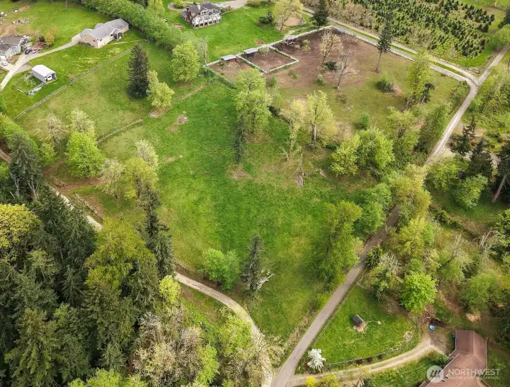 Lay of the land. House on top and pastures below.