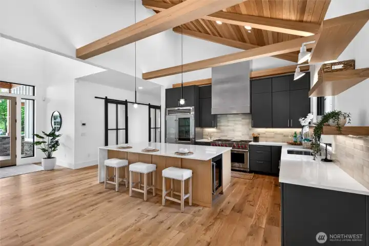 Open kitchen with all Wolf applicances.