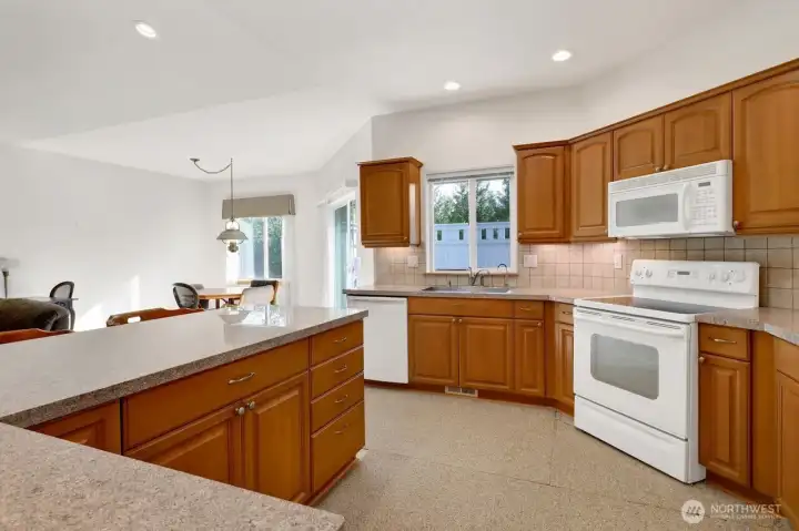 Granite counters and ample storgae.