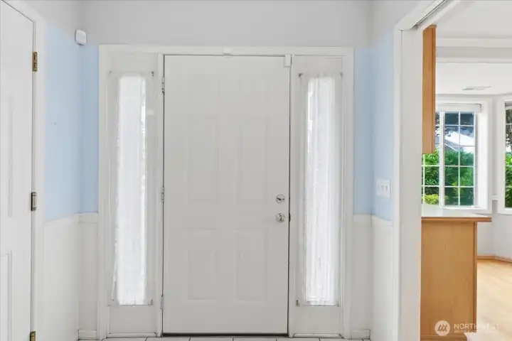 Interior entry with side lights.