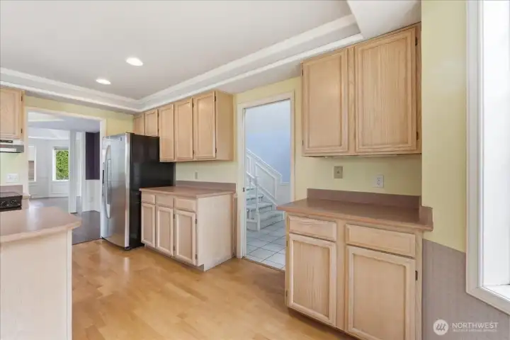 Spacious kitchen with SS appliances.