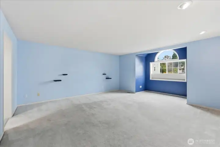 Primary bedroom is oversized. Primary bath to the left.