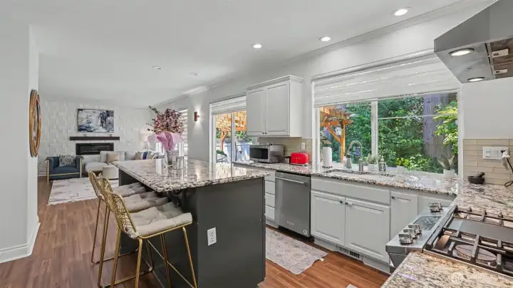 Open sightlines to the secondary living space and outdoor covered patio.