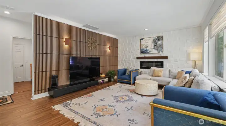 Check out the feature walls in the secondary living space.