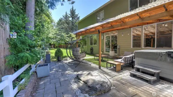 Custom pavers and the hot tub stays!