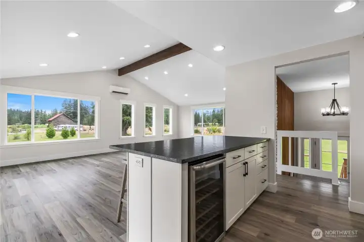 This kitchen as a dream! Totally remodeled and updated with stainless appliances, including a built in wine fridge.