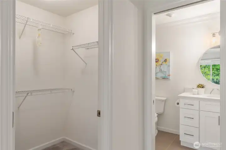 Enjoy large walk in closet on lower level bedroom with adjacent full bath.