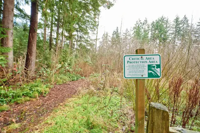 The protected green space adjacent to the complex is privately owned by the residents of Parc at Creekside.