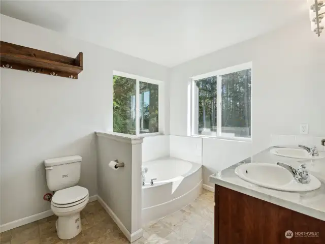 Upper Level Primary Bathroom with Walk in Closet