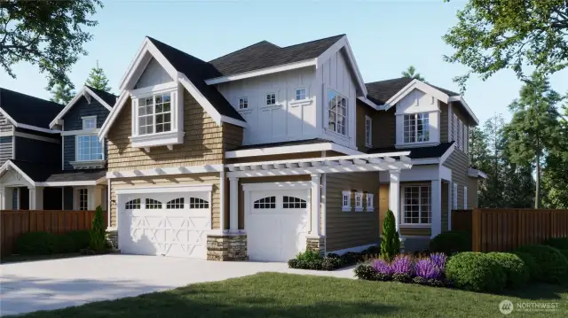 The 4052 plan is 3739 sft, 3-car garage & 3.5 bth.  5-6 bdrms with full basement.  Basement includes a bdrm, rec room and bathroom. Private lot. Pic is a rendering of the home.