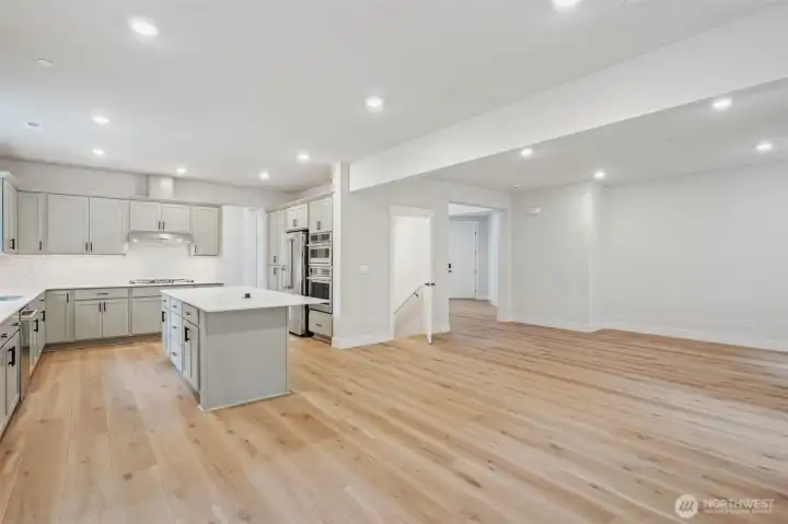 View from the nook area.  Notice how open and large the greatroom & kitchen is.