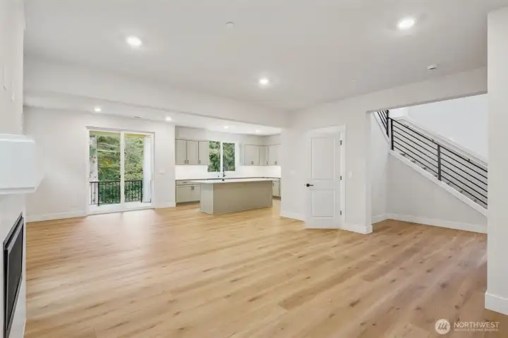 Greatroom view to nook & kitchen