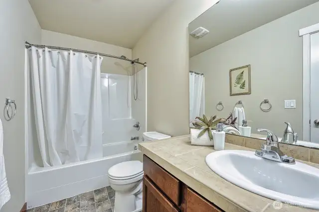 This full bath is upstairs.