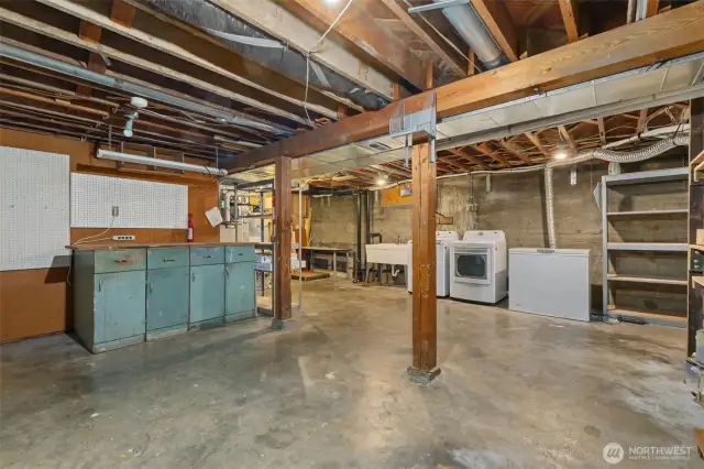 A huge unfinished basement area with room to expand!