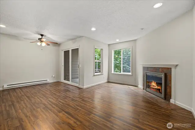 Living Room with brand new LVP Flooring and Paint