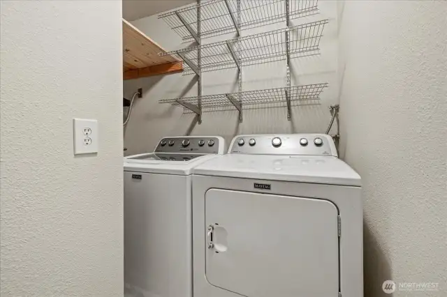 Laundry Room with full size washer and dryer and brand new water heater